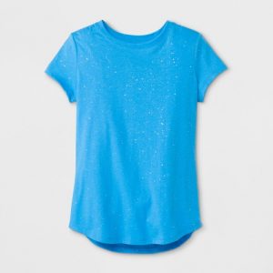 Girls’ Short Sleeve Sparkle Crew Neck T-Shirt – Cat & Jack™ Blue